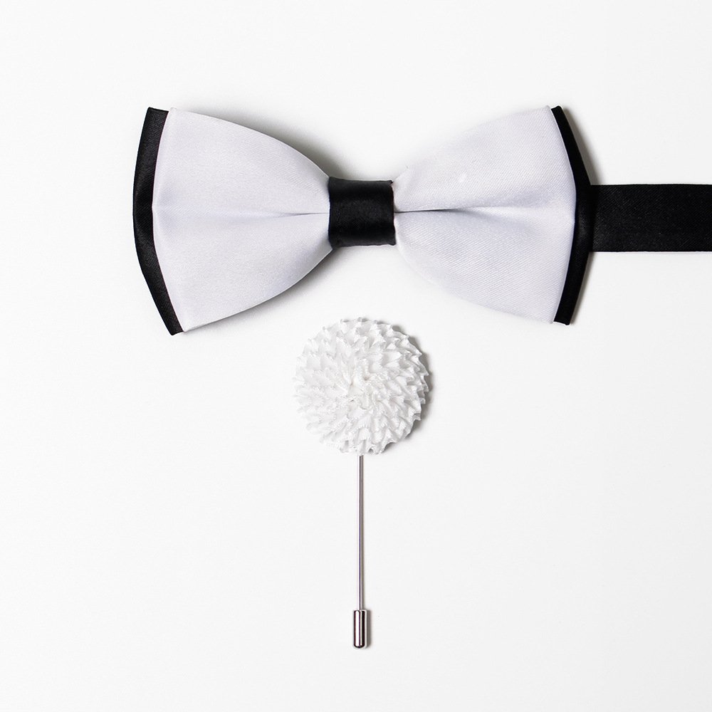 Men's Bow Tie Corsage Casual Suit Business Double Two Color Polyester Bow Tie Neck Flower Corsage Brooch Gentleman's Suit