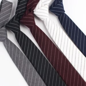 Men's Tie Cotton Jacquard Casual Business Korean Wedding Birthday Party Literary Cotton Striped Tie