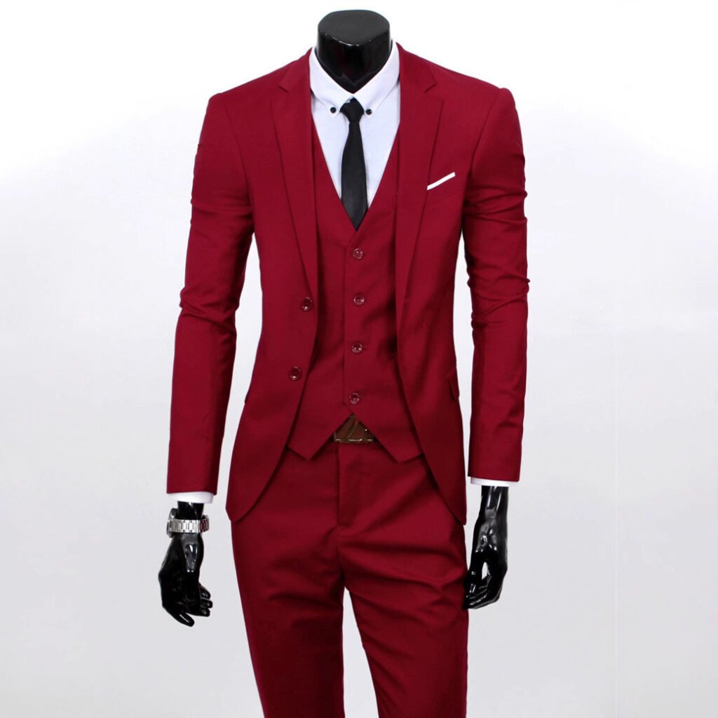 Groom's suit set men's three piece set British casual business suit men's wedding dress