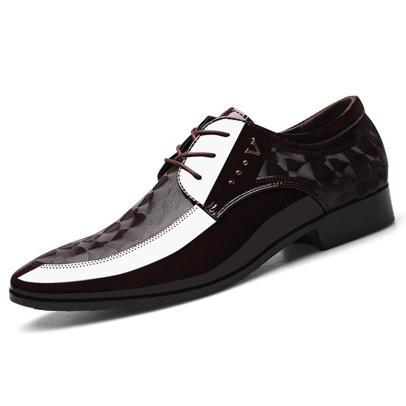 Bright leather shoes for men's business dress shoes, plus size men's shoes, versatile wedding shoes - Image 7