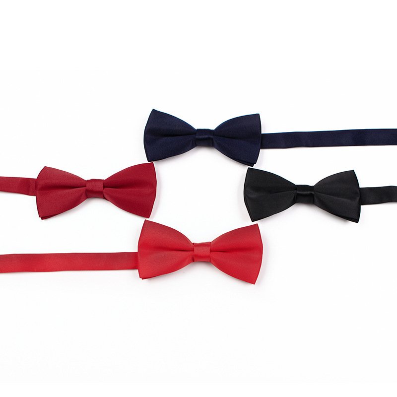 Men's Gentleman Business Casual Bow Tie Solid Color Red Wedding Groom Groomsmen Bow Tie