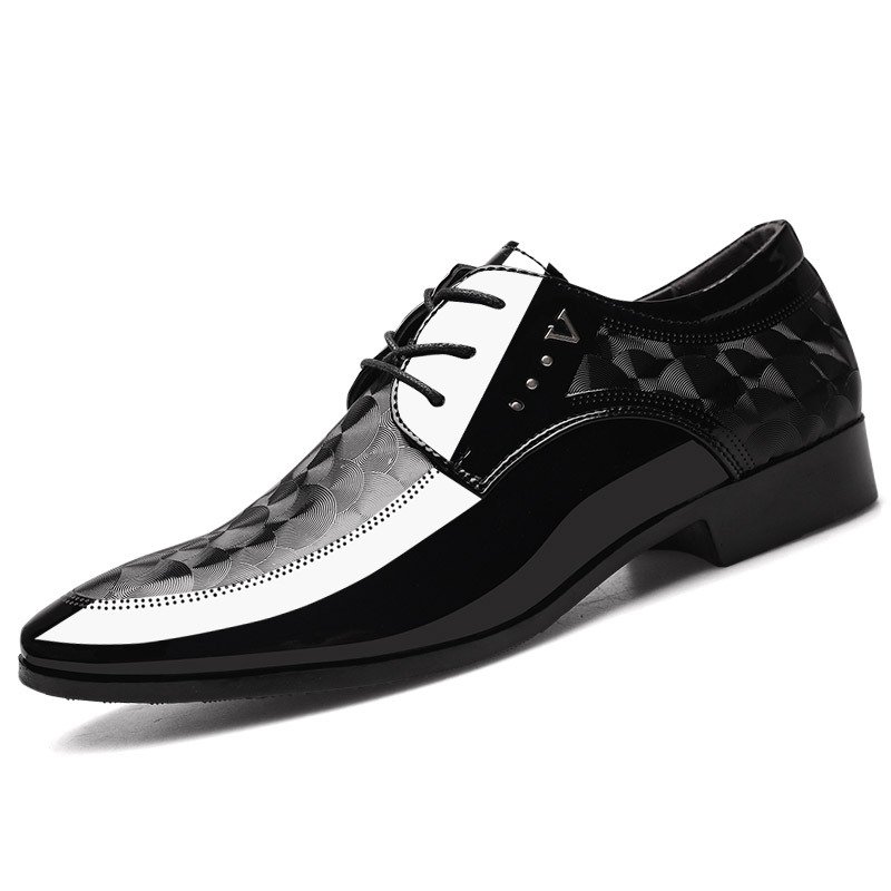 Bright leather shoes for men's business dress shoes, plus size men's shoes, versatile wedding shoes - Image 6